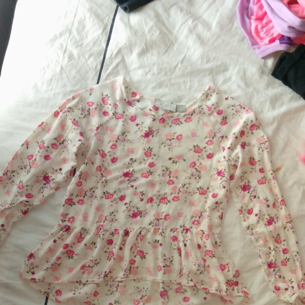 Place Pink Floral Blouse Romantic Sheer